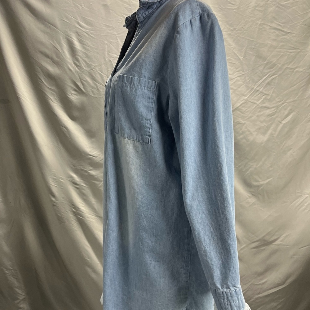 Zilcremo Light Blue Denim Long Sleeve Shirt Dress Large - Picture 2 of 8
